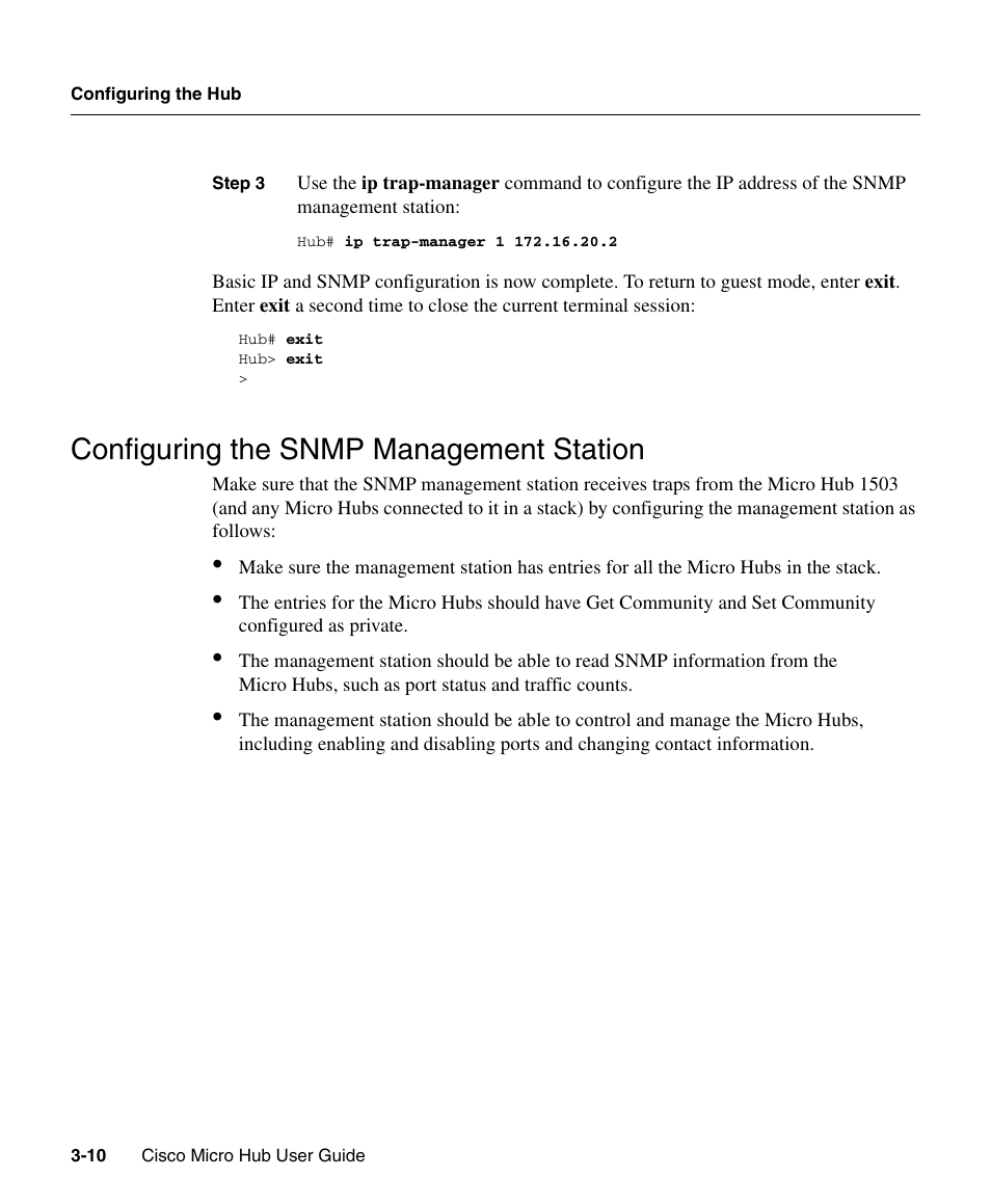 Configuring the snmp management station | Cisco 1503 User Manual | Page 10 / 48