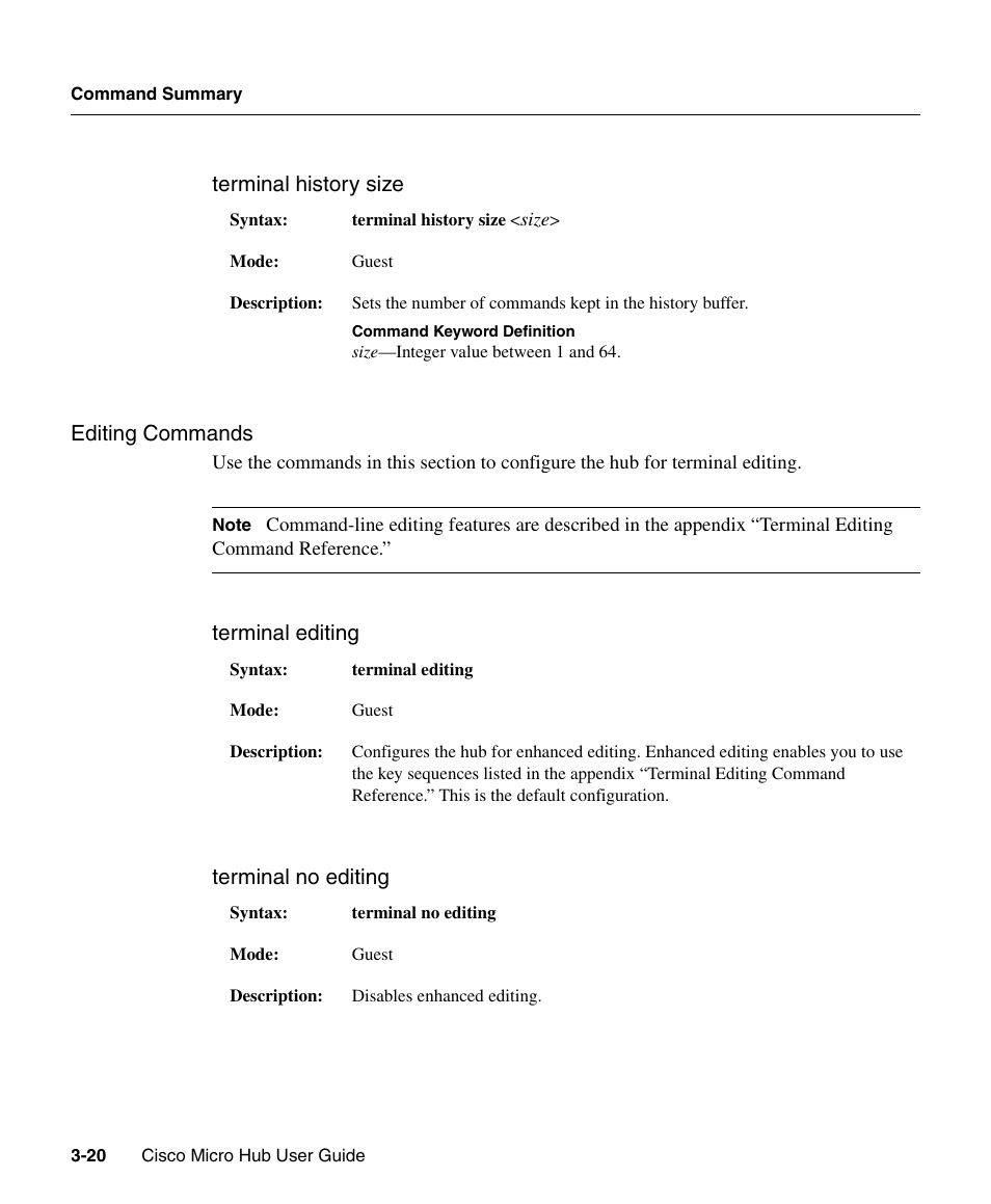 Editing commands | Cisco 1503 User Manual | Page 20 / 48