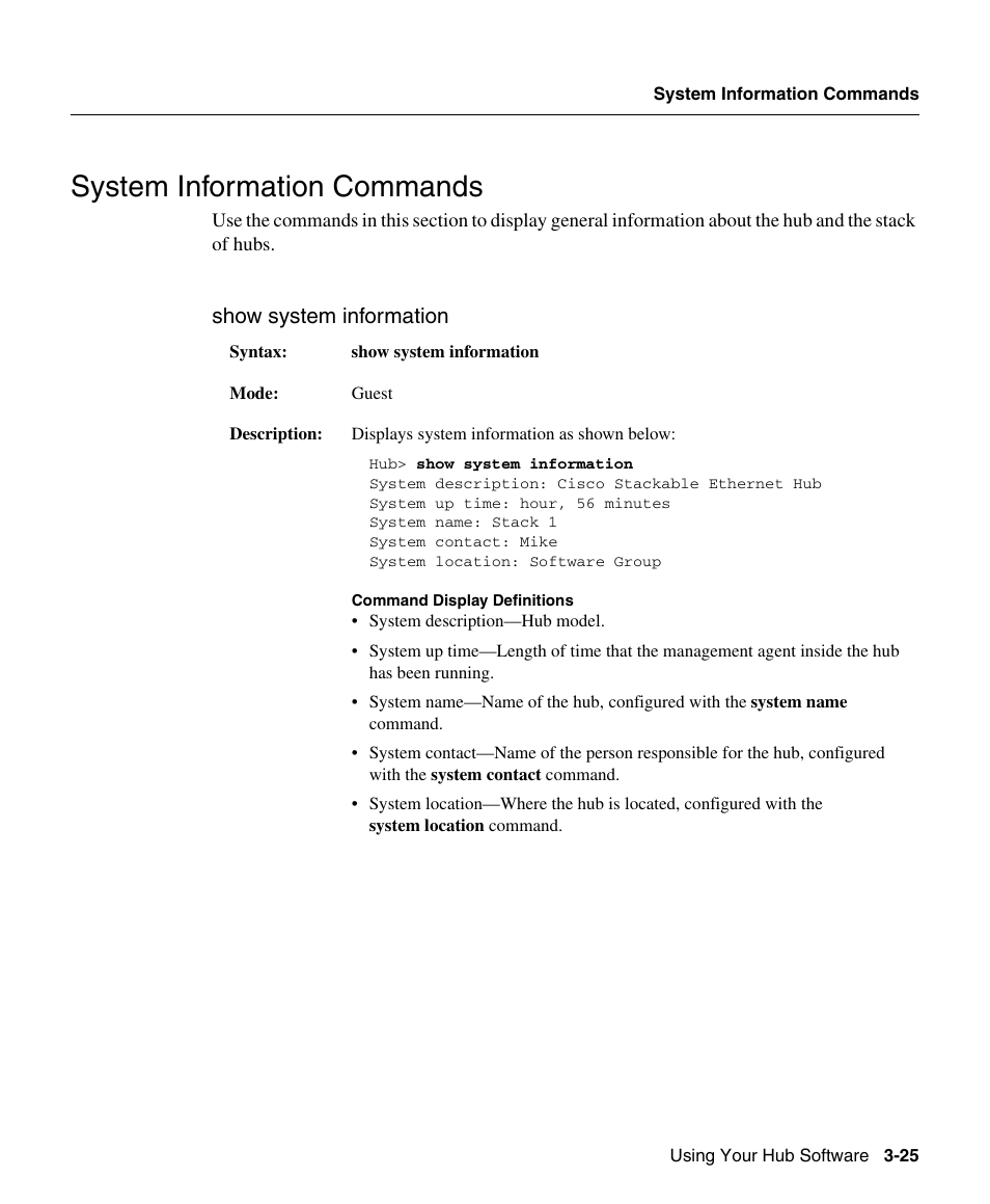 System information commands | Cisco 1503 User Manual | Page 25 / 48