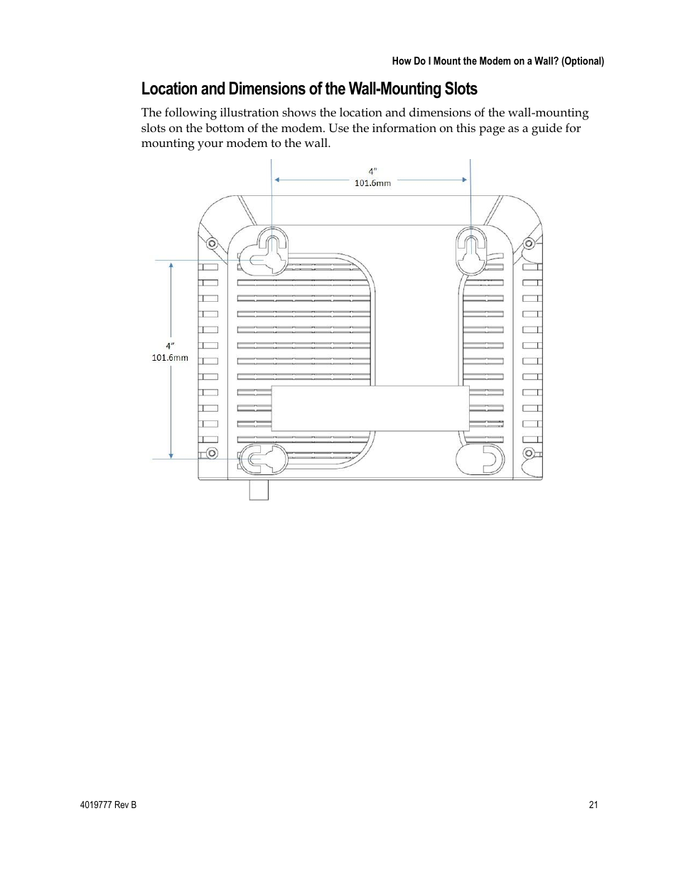 Location and dimensions of the wall-mounting slots | Cisco DPQ3212 User Manual | Page 21 / 40