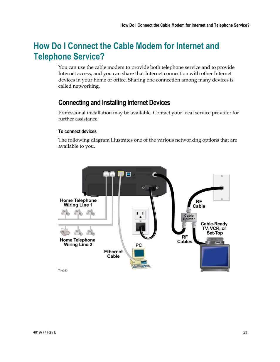 Connecting and installing internet devices | Cisco DPQ3212 User Manual | Page 23 / 40