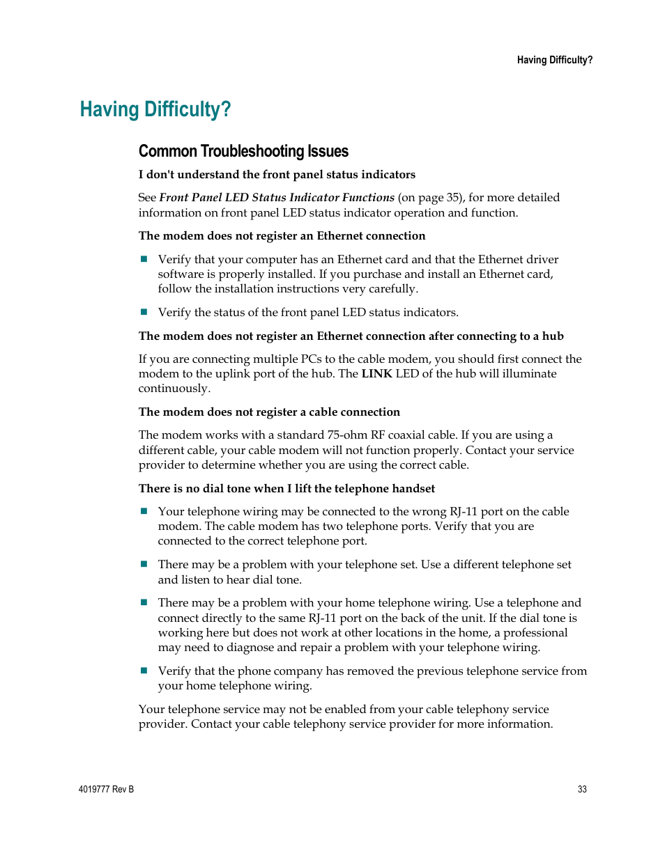 Having difficulty, Common troubleshooting issues | Cisco DPQ3212 User Manual | Page 33 / 40
