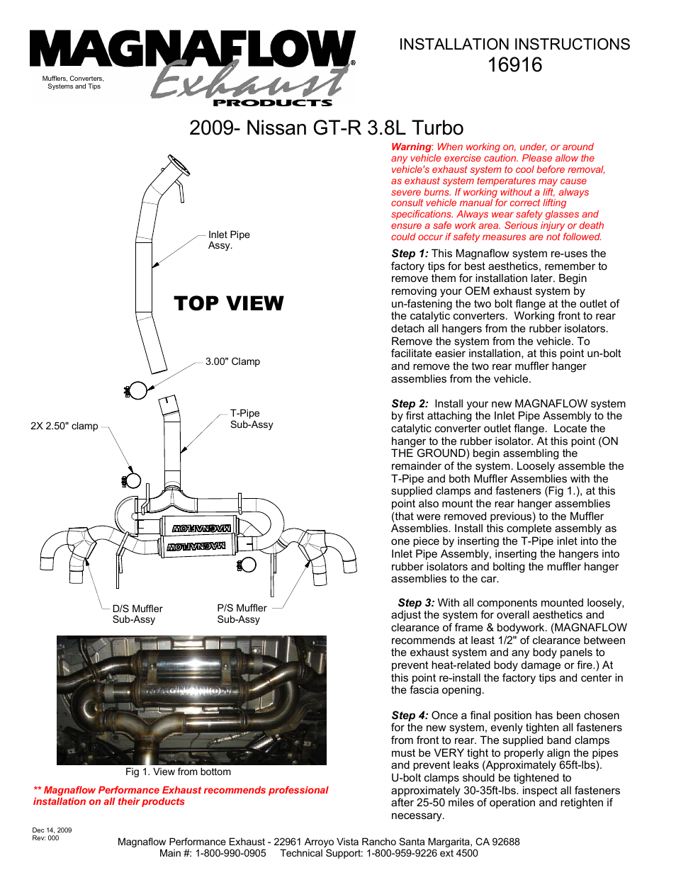 MagnaFlow NISSAN GT-R Stainless Cat-Back System PERFORMANCE EXHAUST User Manual | 1 page