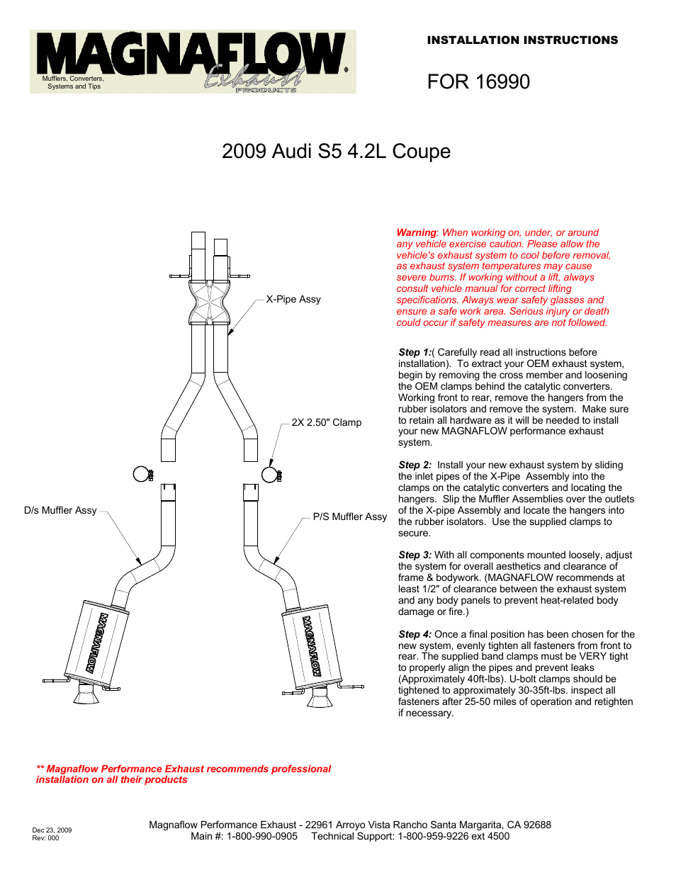 MagnaFlow VOLKSWAGEN PHAETON Stainless Cat-Back System PERFORMANCE EXHAUST User Manual | 1 page