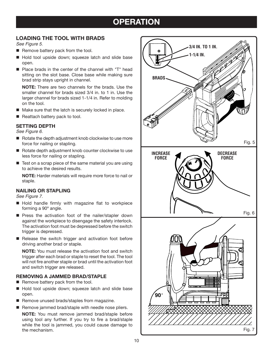 Operation | Ryobi P300 User Manual | Page 10 / 12