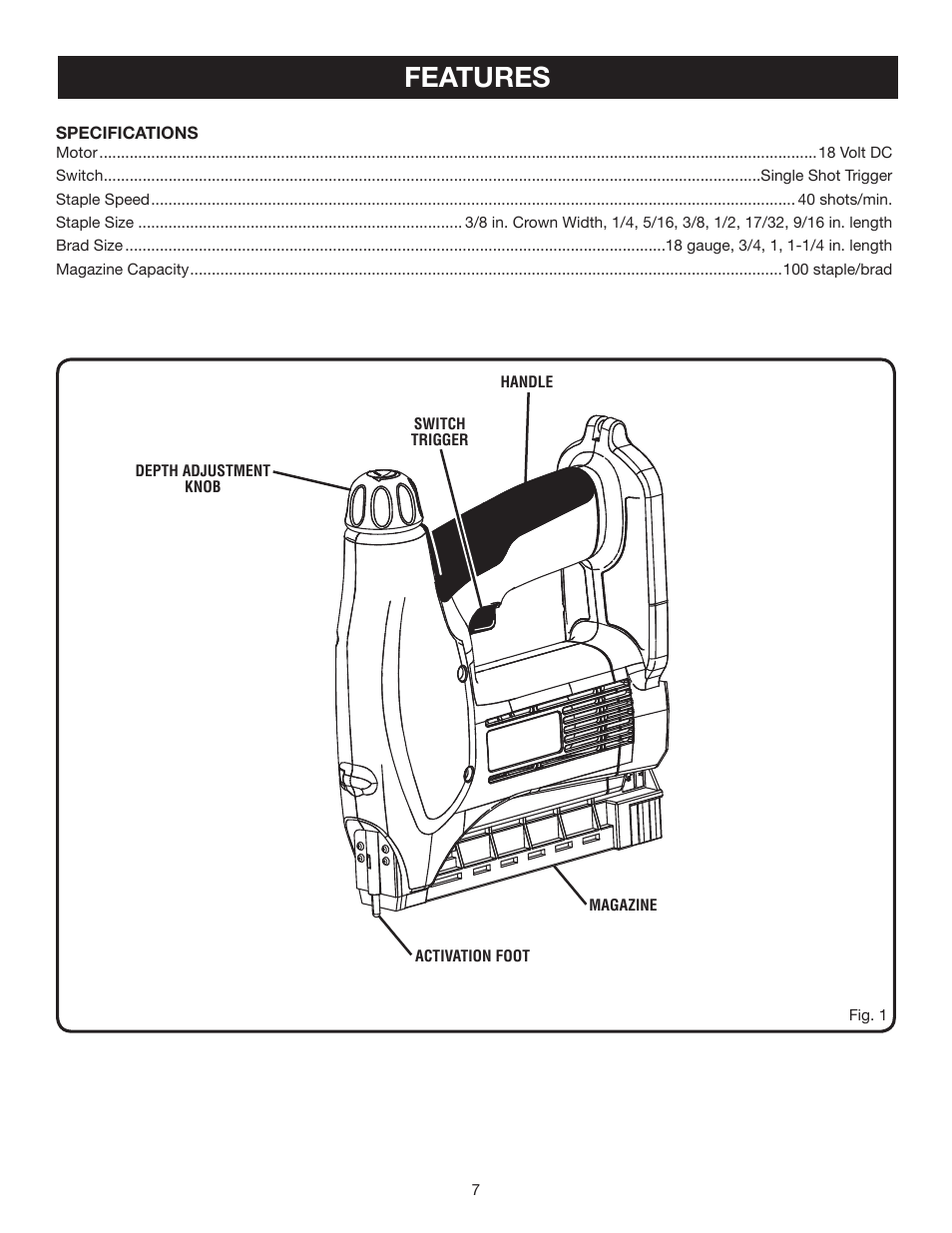 Features | Ryobi P300 User Manual | Page 7 / 12