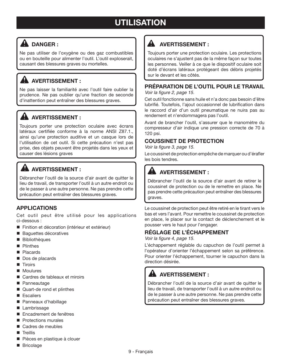 Utilisation | Ryobi YN200BNE User Manual | Page 22 / 44