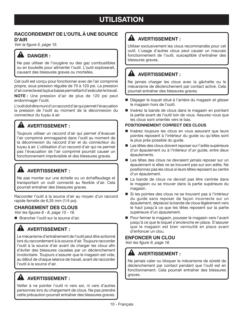 Utilisation | Ryobi YN200BNE User Manual | Page 23 / 44