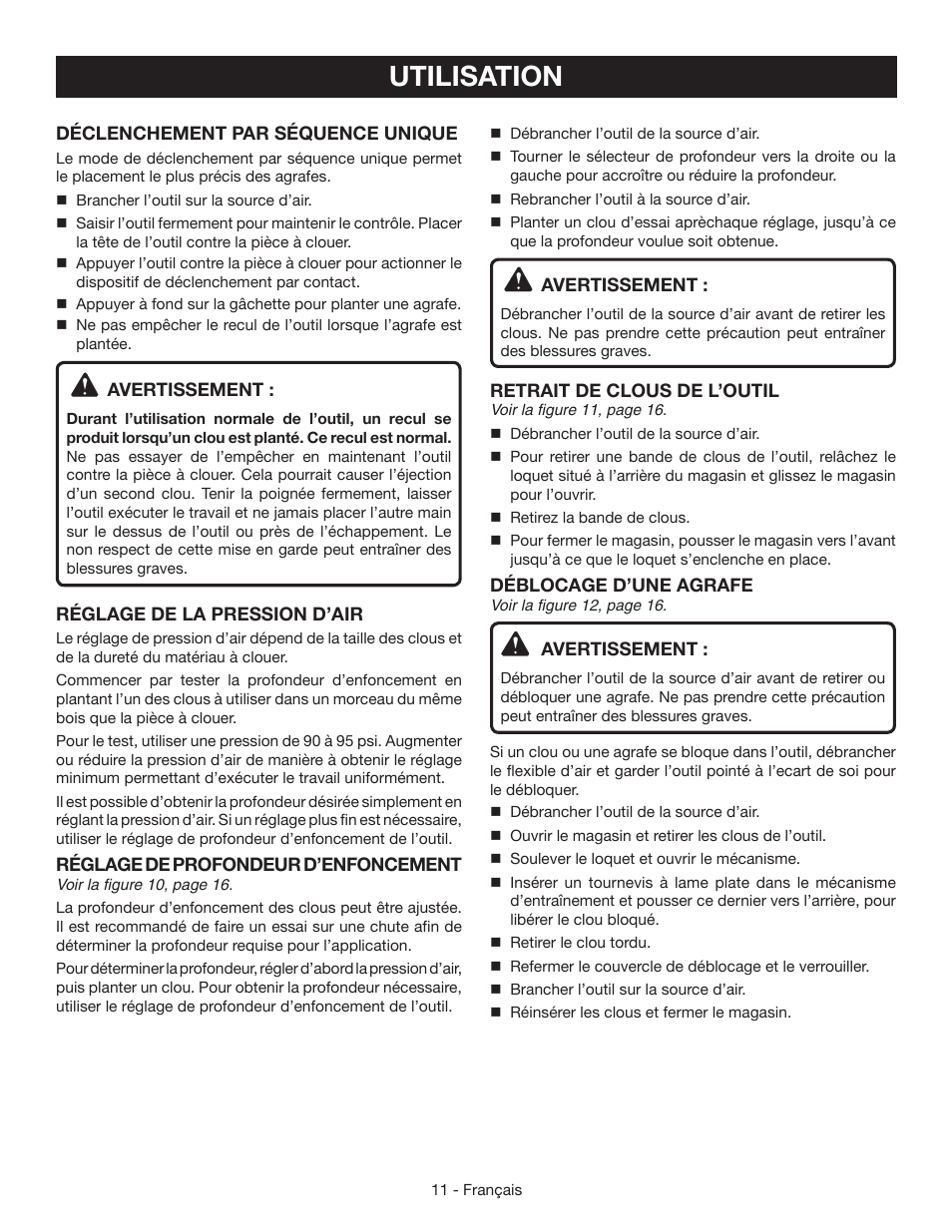 Utilisation | Ryobi YN200BNE User Manual | Page 24 / 44