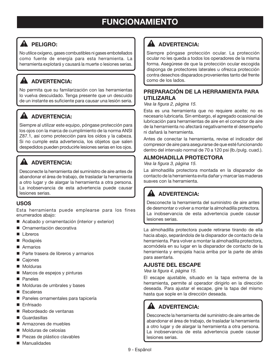 Funcionamiento | Ryobi YN200BNE User Manual | Page 35 / 44