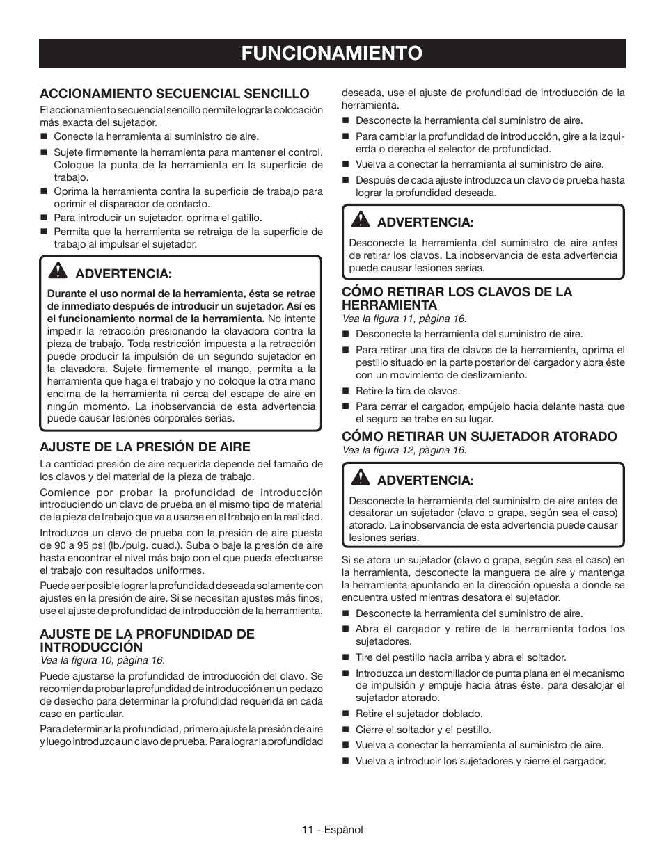 Funcionamiento | Ryobi YN200BNE User Manual | Page 37 / 44