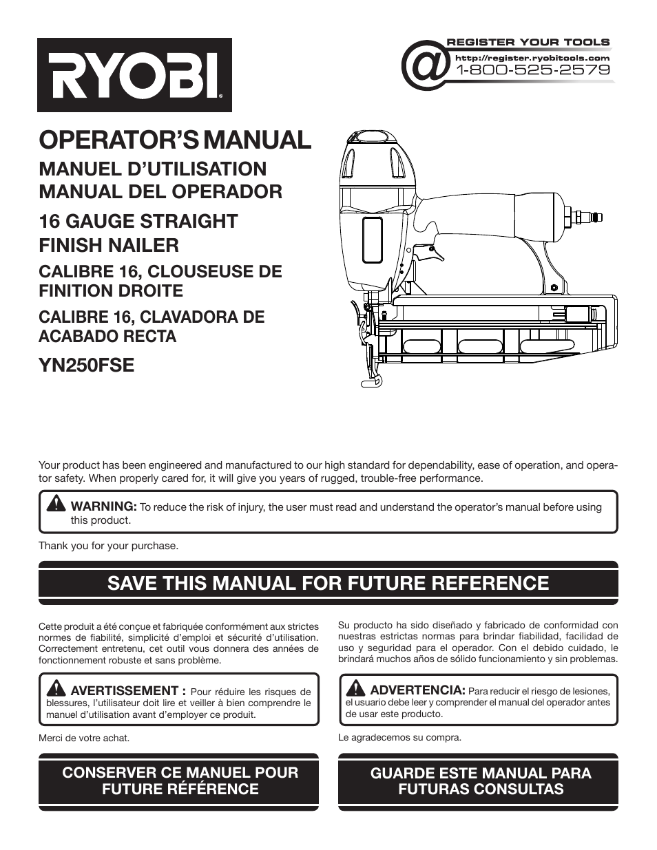 Ryobi YN250FSE User Manual | 44 pages