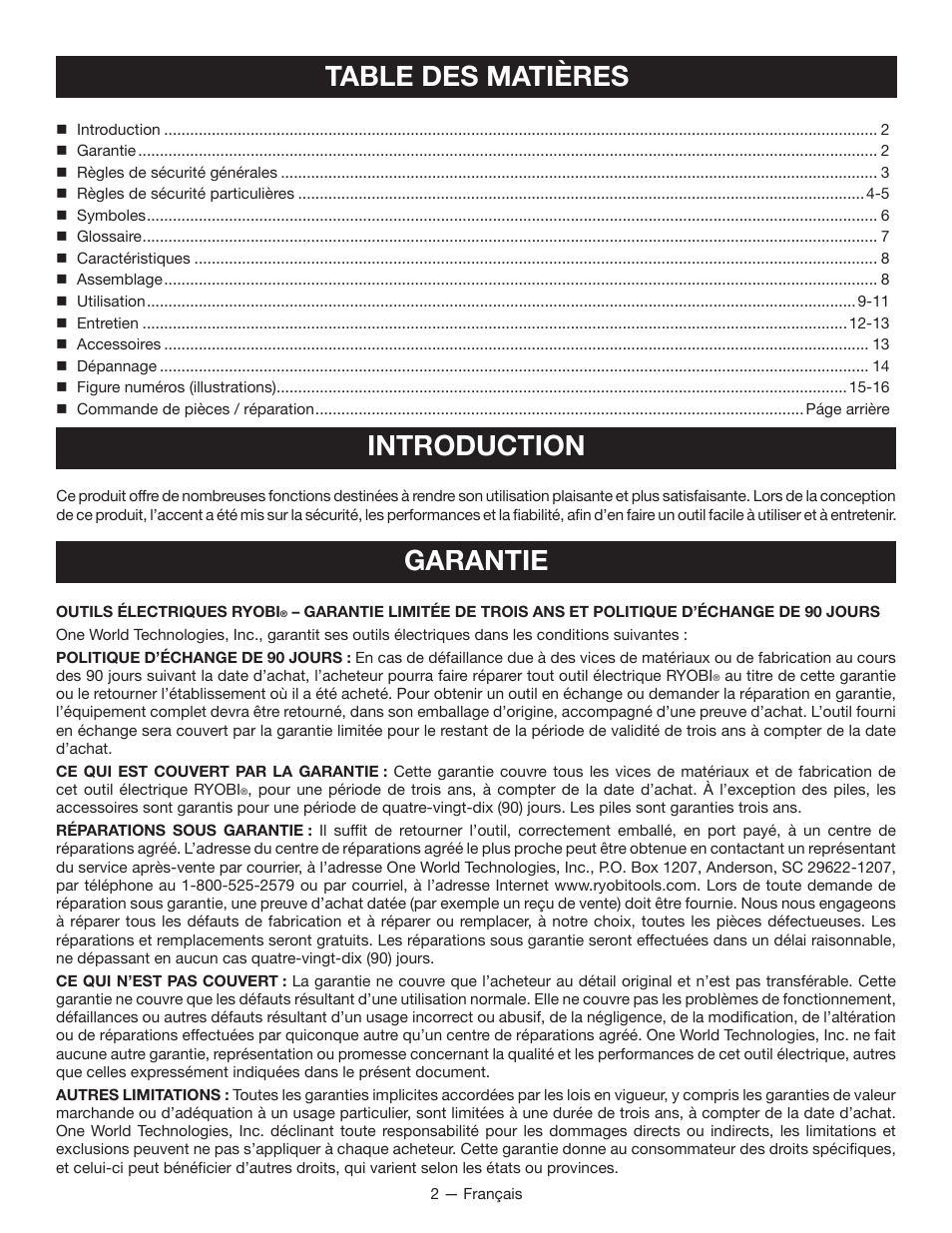 Ryobi YN250FSE User Manual | Page 15 / 44