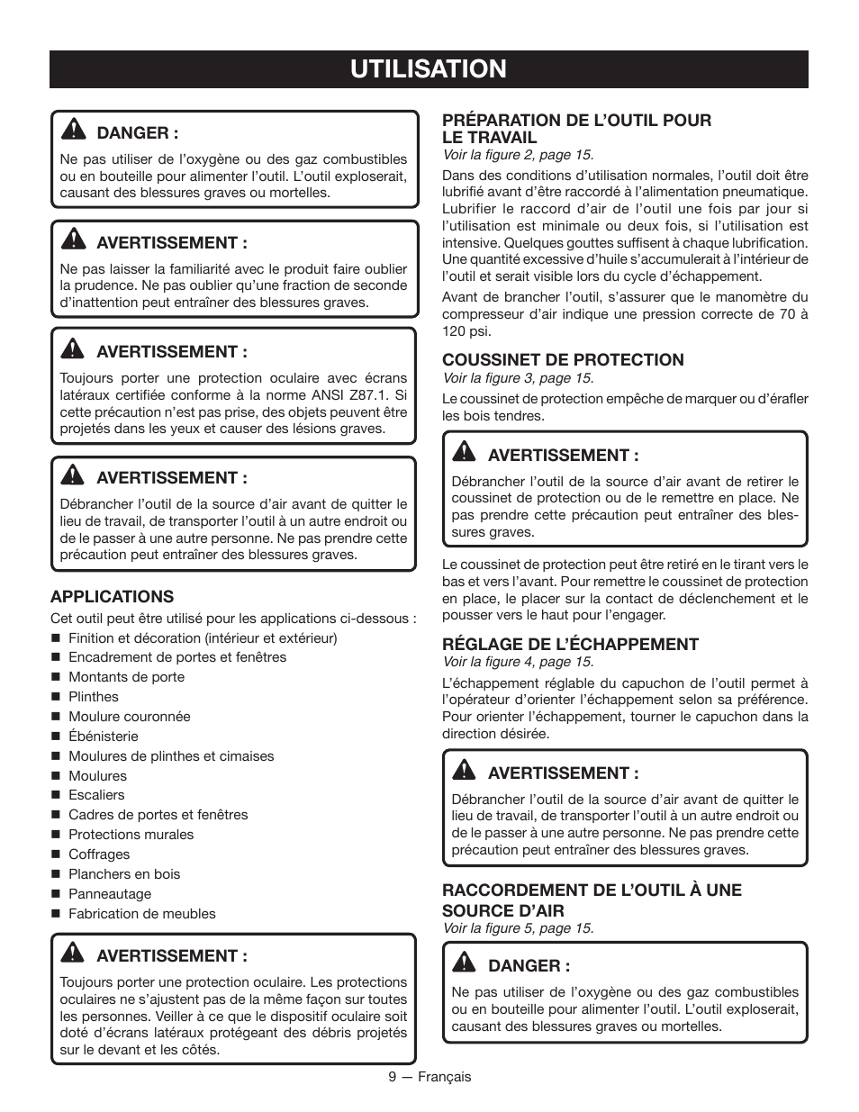 Utilisation | Ryobi YN250FSE User Manual | Page 22 / 44