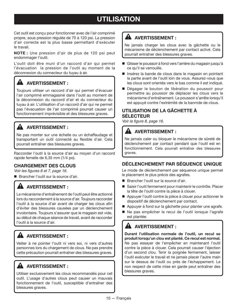 Utilisation | Ryobi YN250FSE User Manual | Page 23 / 44