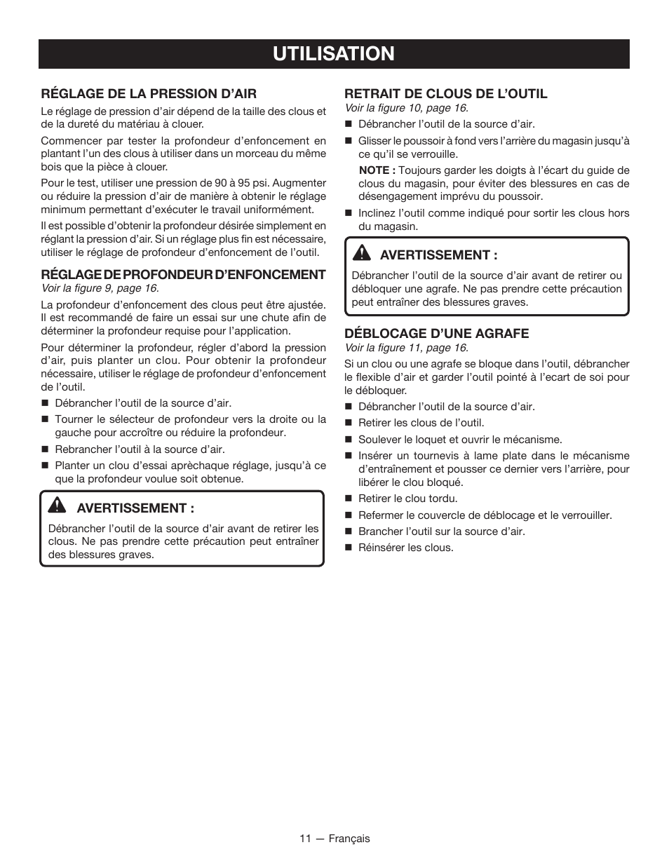 Utilisation | Ryobi YN250FSE User Manual | Page 24 / 44