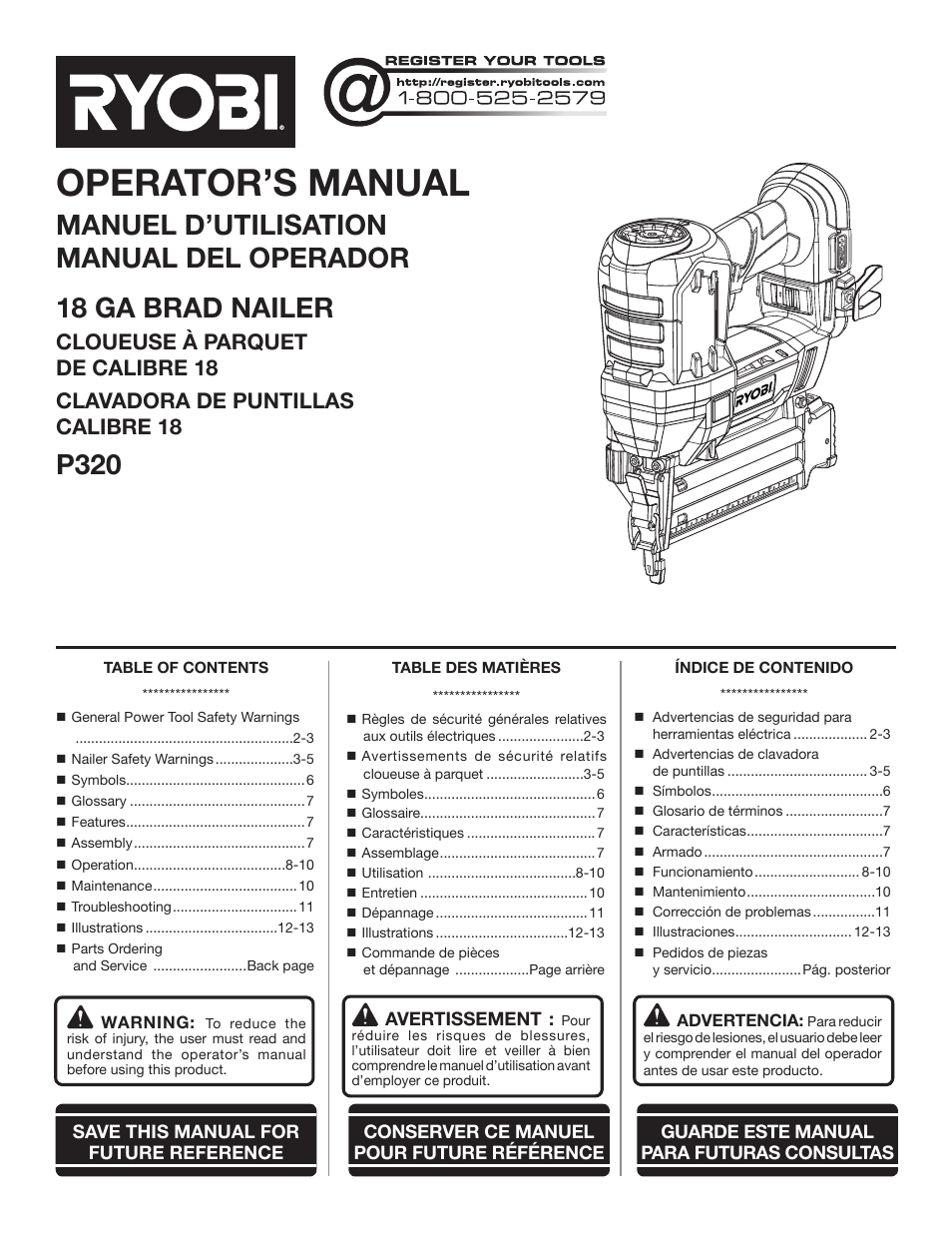 Ryobi P320 User Manual | 36 pages