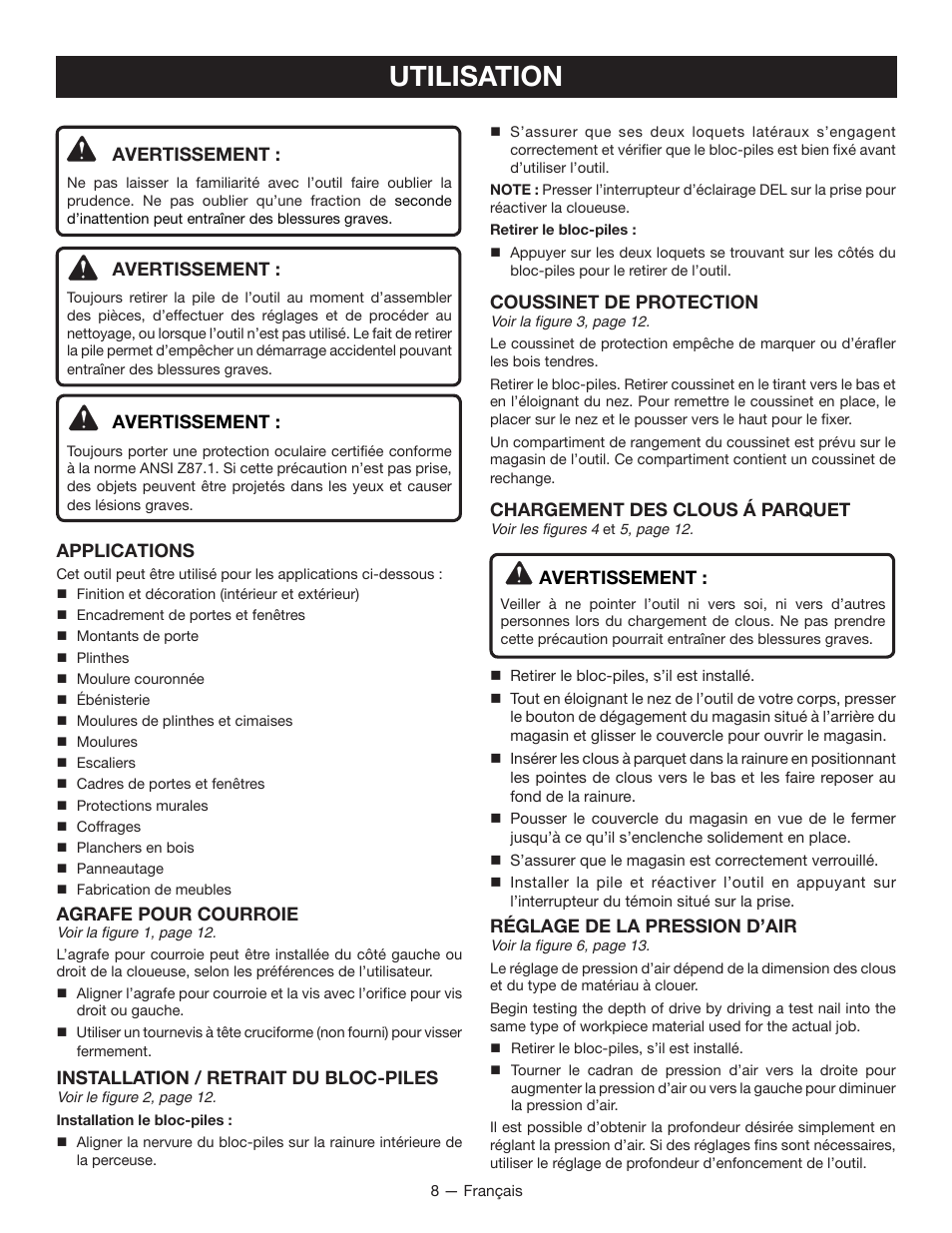 Utilisation | Ryobi P320 User Manual | Page 18 / 36