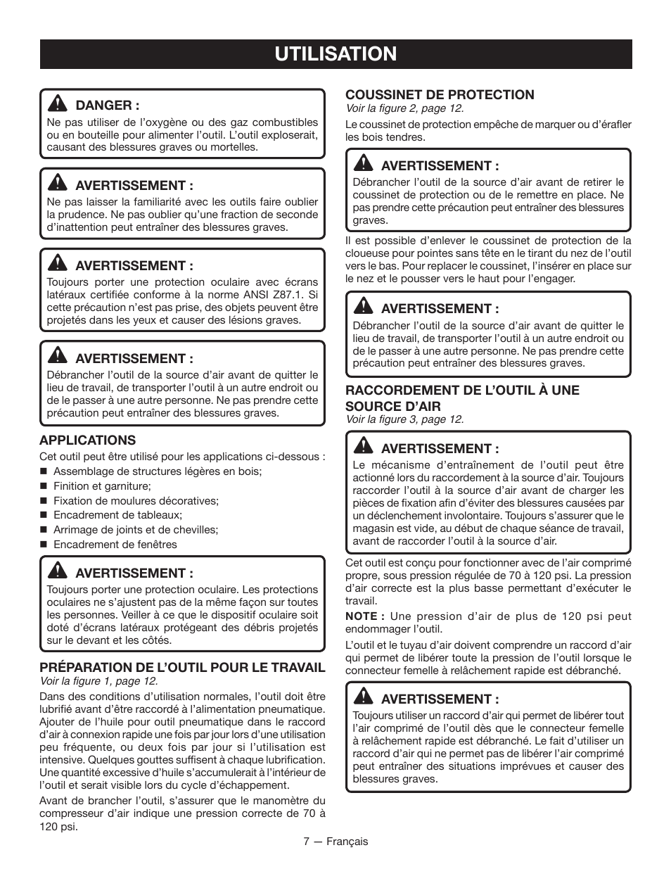 Utilisation | Ryobi YG100P User Manual | Page 17 / 36