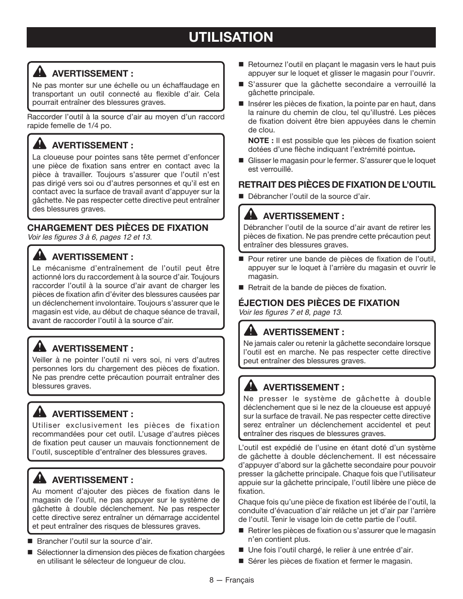 Utilisation | Ryobi YG100P User Manual | Page 18 / 36