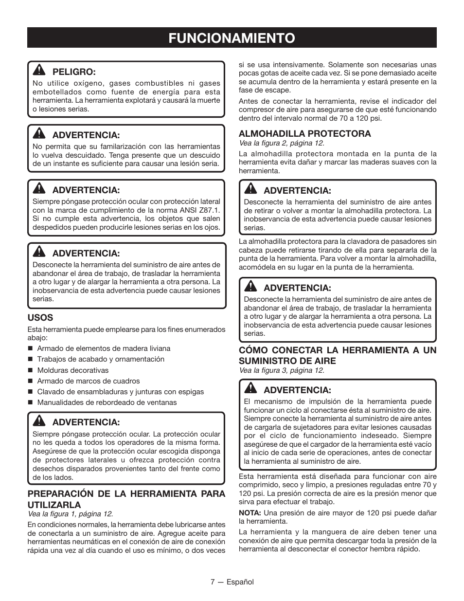 Funcionamiento | Ryobi YG100P User Manual | Page 27 / 36