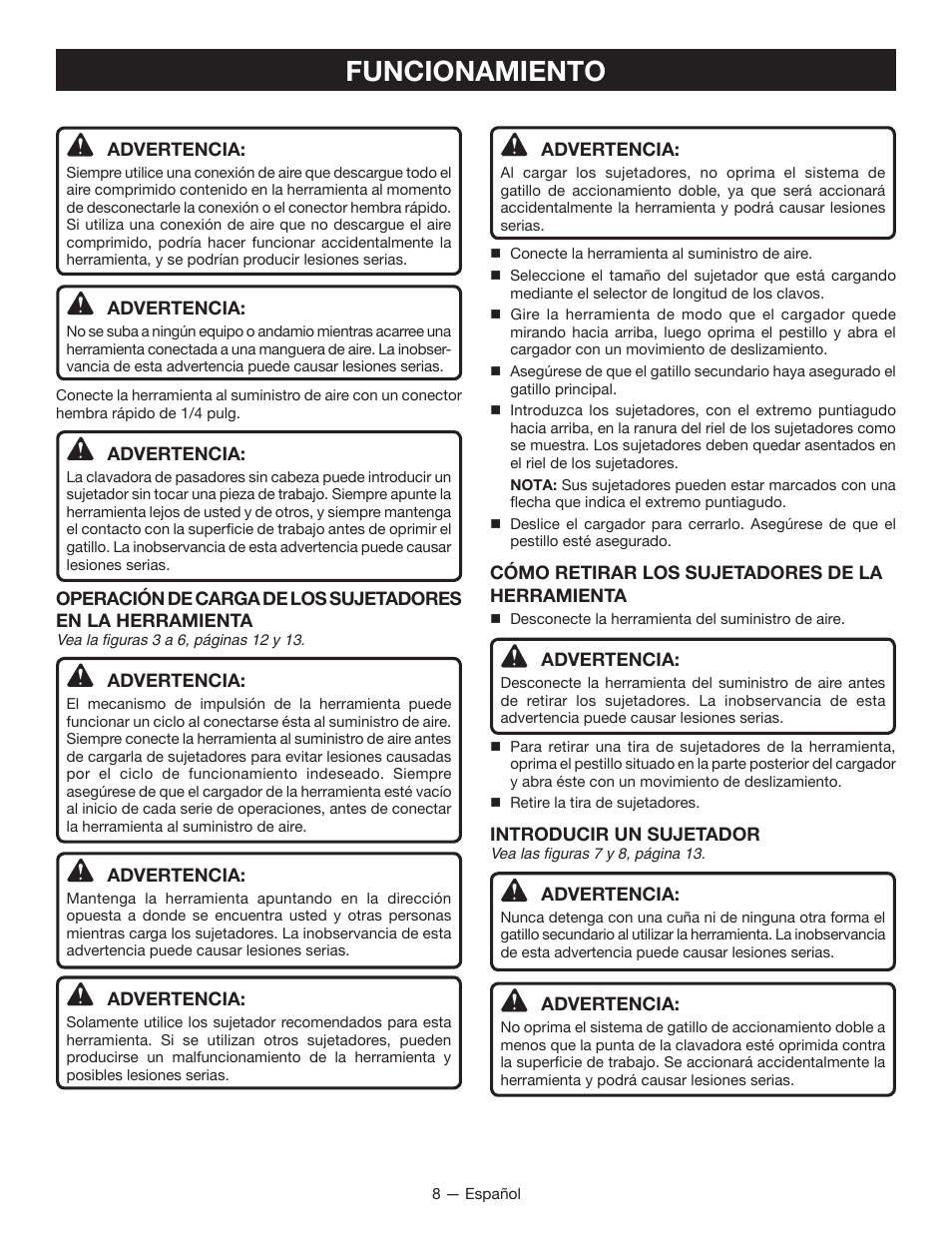 Funcionamiento | Ryobi YG100P User Manual | Page 28 / 36