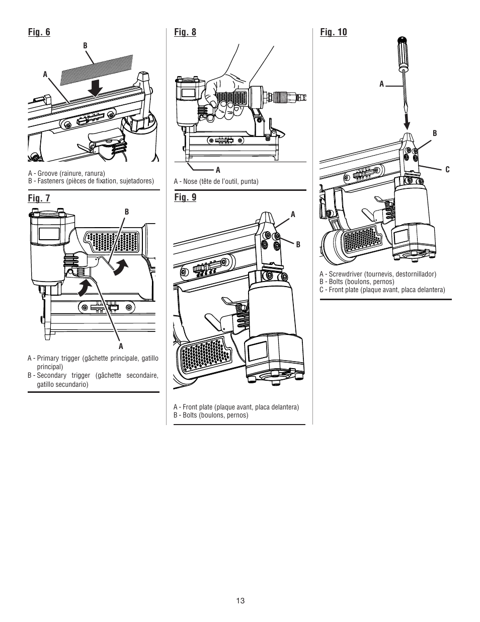 Fig. 6, Fig. 7 fig. 8 fig. 10, Fig. 9 | Ab c | Ryobi YG100P User Manual | Page 33 / 36