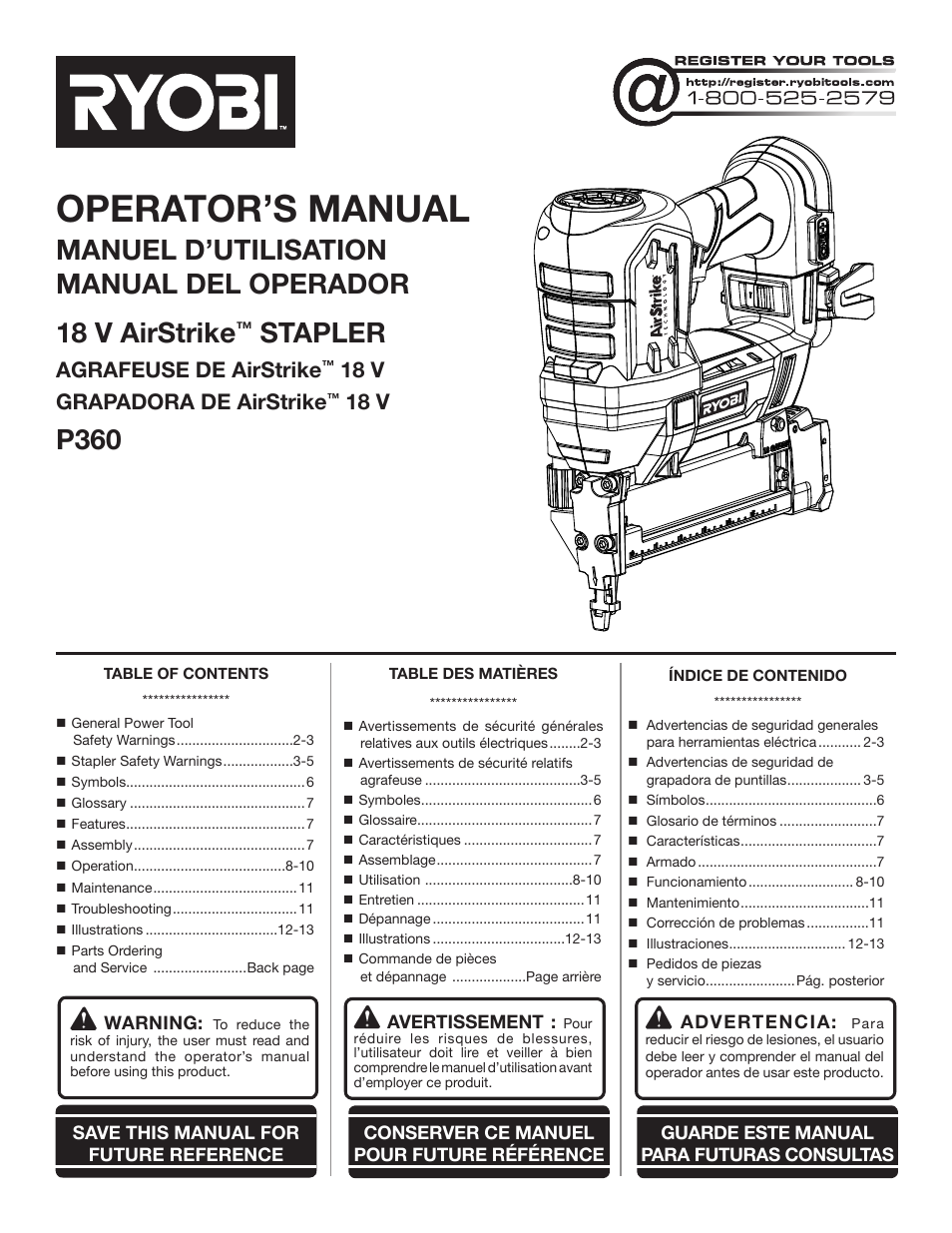 Ryobi P360 User Manual | 36 pages