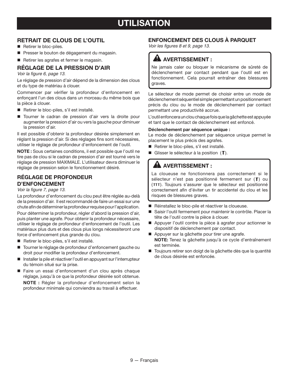 Utilisation | Ryobi P360 User Manual | Page 19 / 36