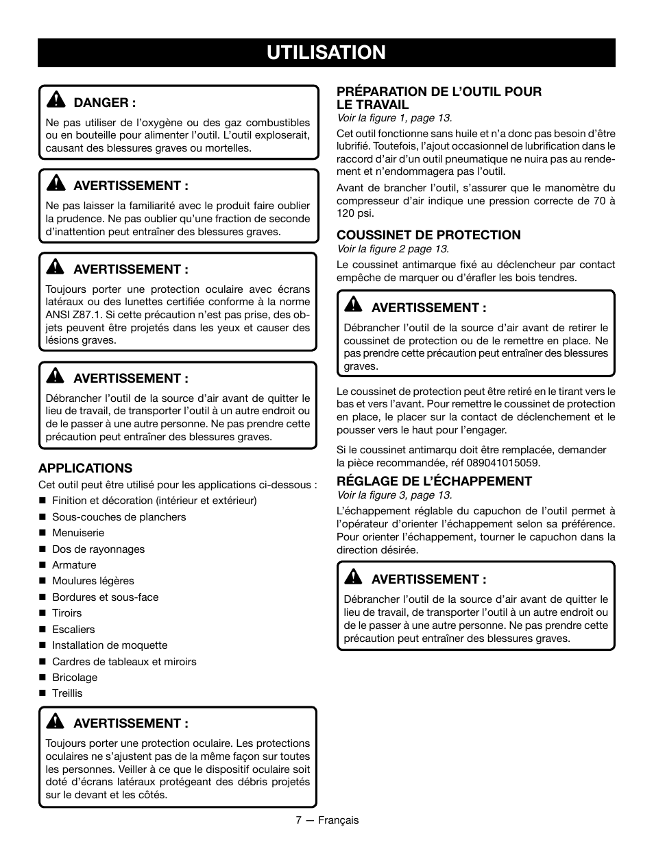 Utilisation | Ryobi YG125CS User Manual | Page 17 / 36