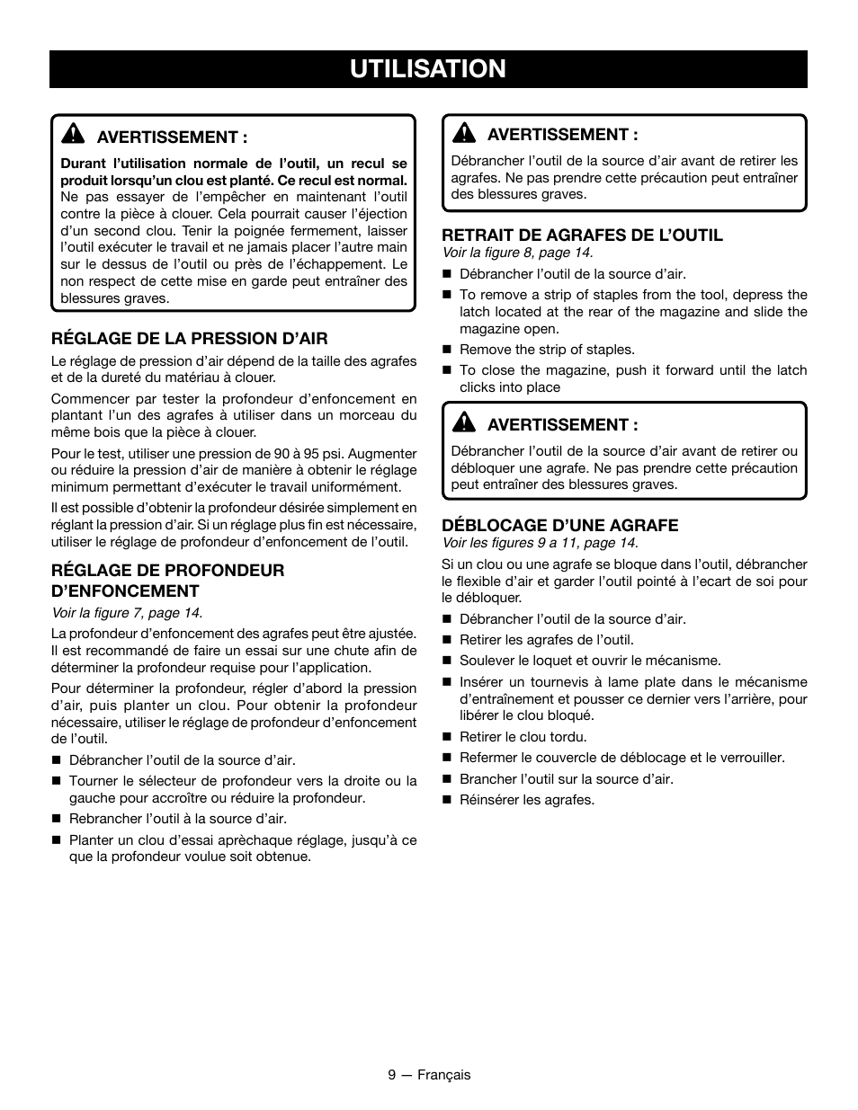 Utilisation | Ryobi YG125CS User Manual | Page 19 / 36