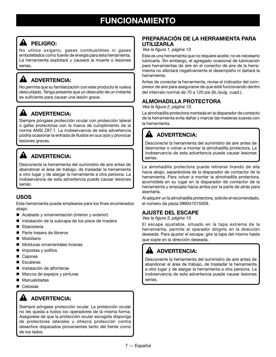 Funcionamiento | Ryobi YG125CS User Manual | Page 28 / 36