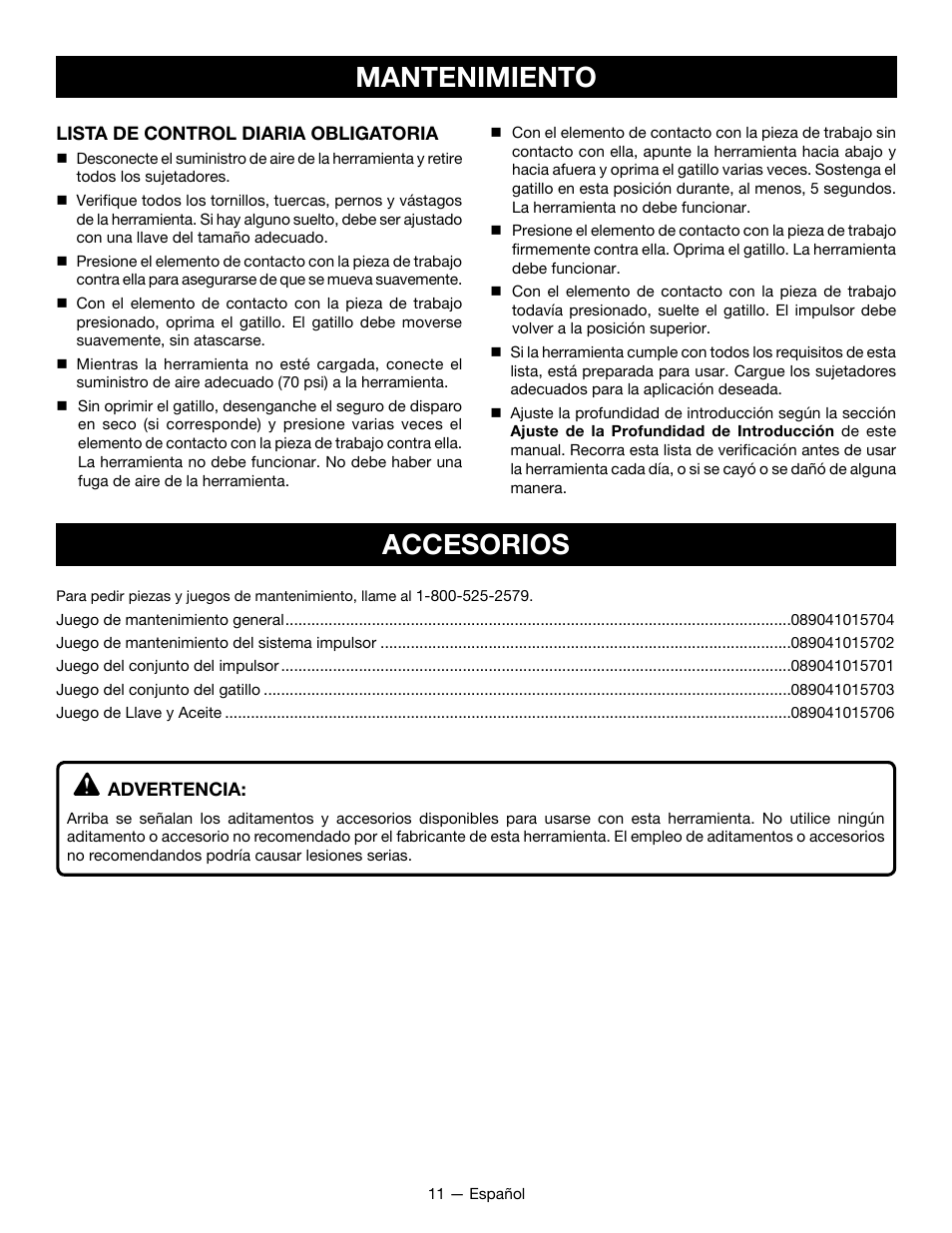 Mantenimiento, Accesorios | Ryobi YG125CS User Manual | Page 32 / 36