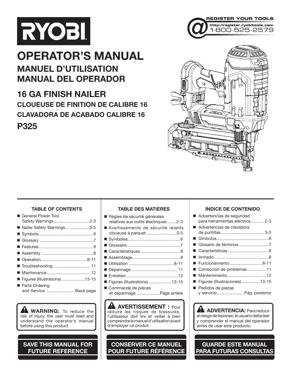 Ryobi P325 User Manual | 36 pages