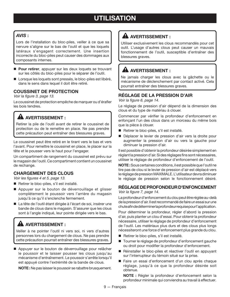 Utilisation | Ryobi P325 User Manual | Page 19 / 36