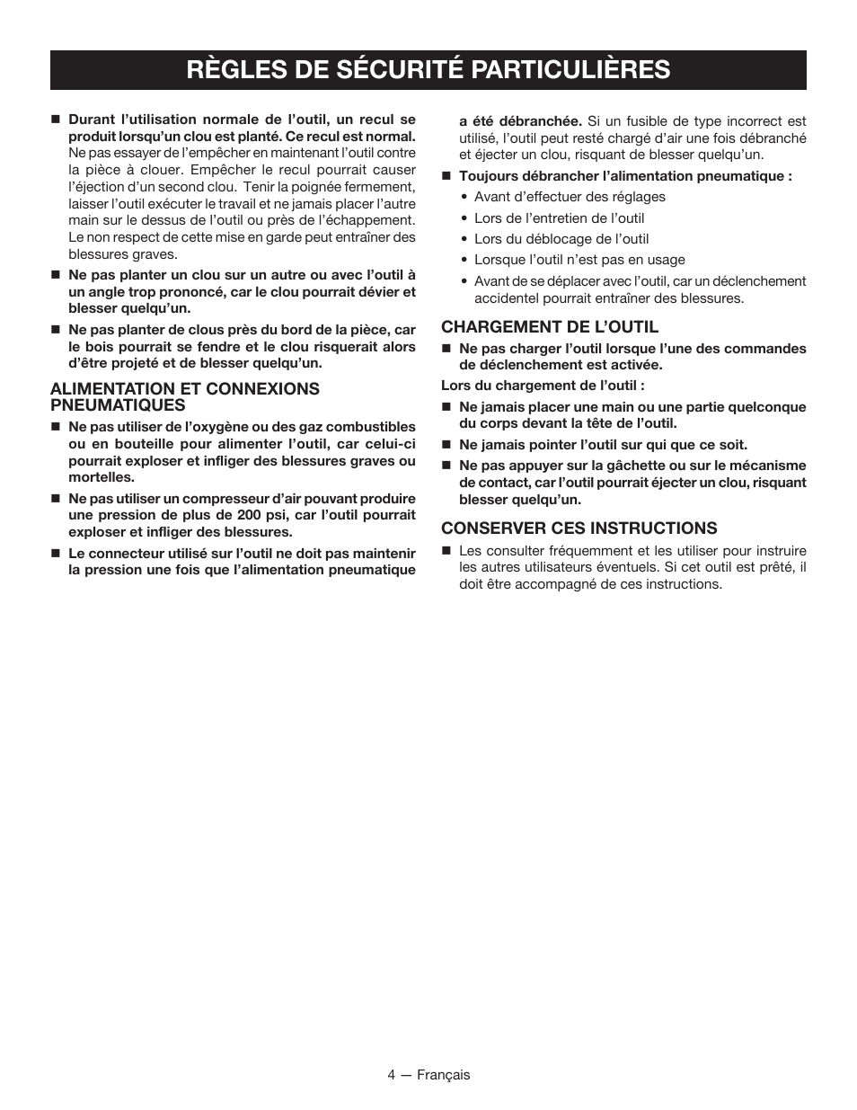 Règles de sécurité particulières | Ryobi YG250FS User Manual | Page 15 / 40