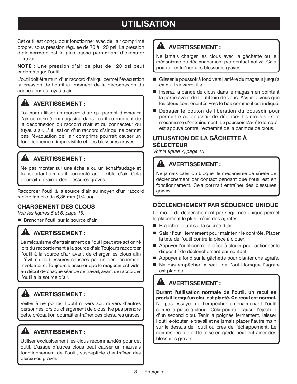 Utilisation | Ryobi YG250FS User Manual | Page 19 / 40