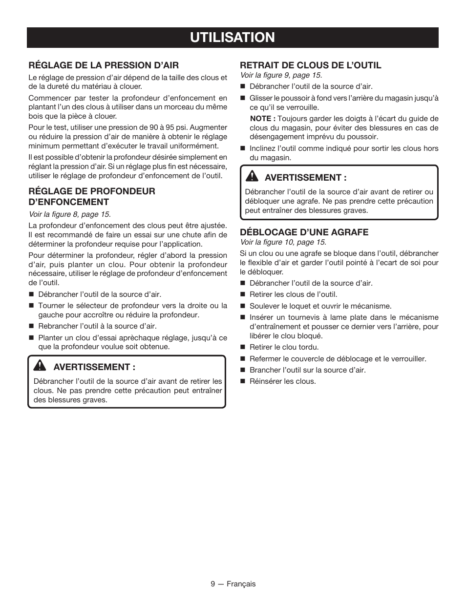 Utilisation | Ryobi YG250FS User Manual | Page 20 / 40