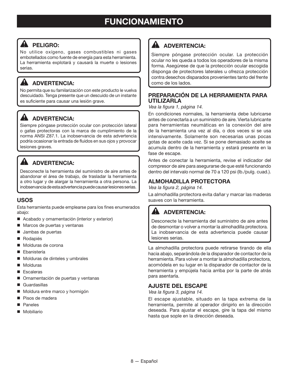 Funcionamiento | Ryobi YG250FS User Manual | Page 30 / 40