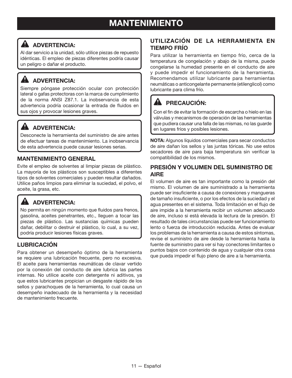 Mantenimiento | Ryobi YG250FS User Manual | Page 33 / 40