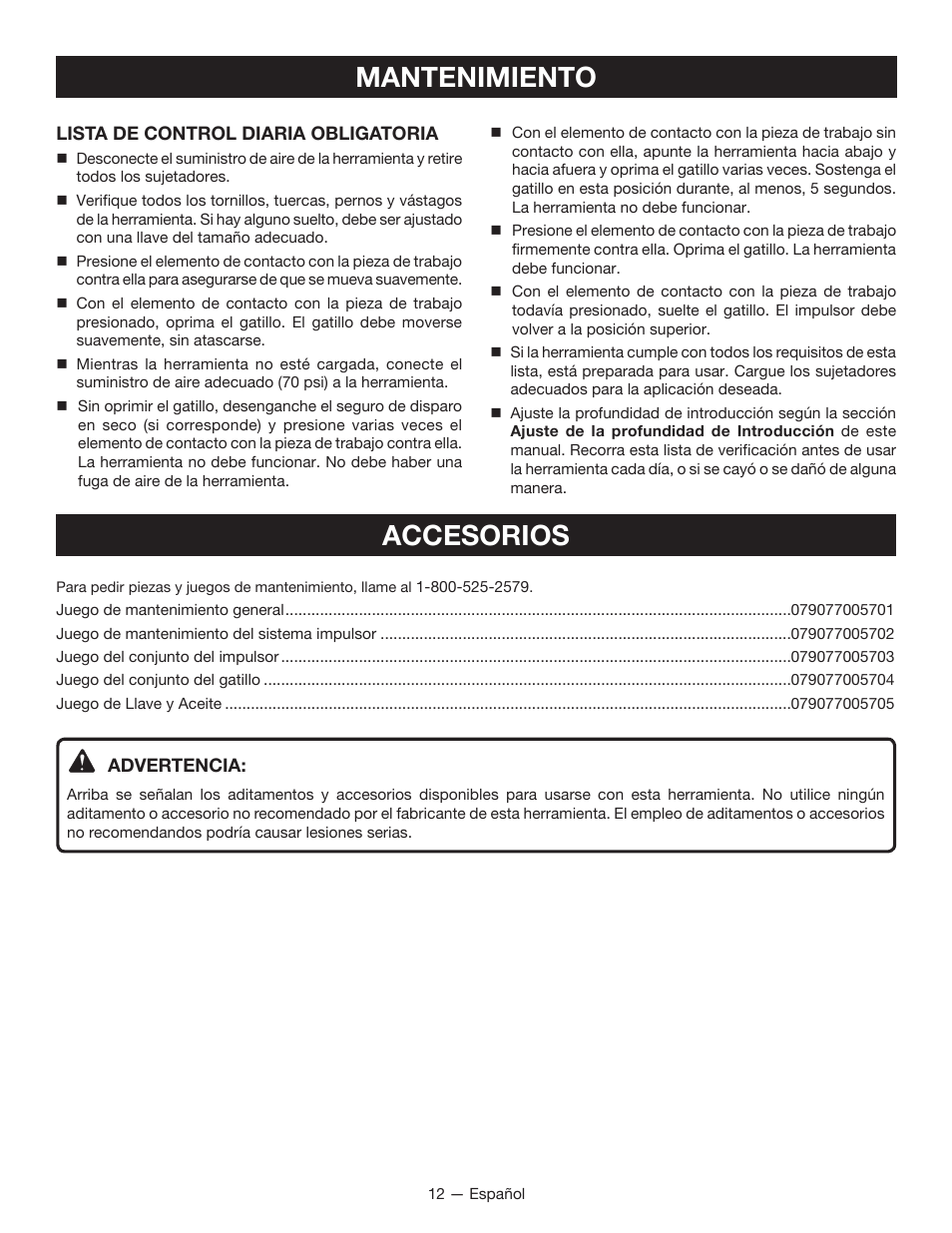 Mantenimiento, Accesorios | Ryobi YG250FS User Manual | Page 34 / 40