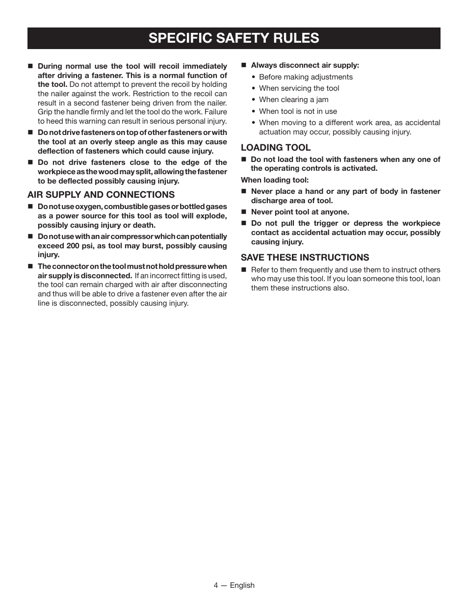 Specific safety rules | Ryobi YG250FS User Manual | Page 4 / 40