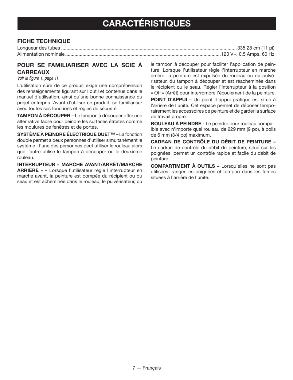 Caractéristiques | Ryobi FPR2000 User Manual | Page 16 / 32