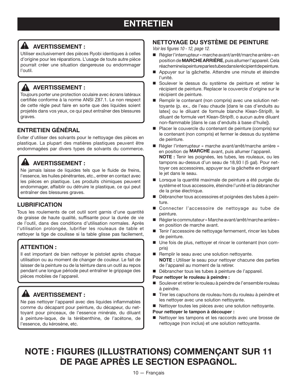 Entretien | Ryobi FPR2000 User Manual | Page 19 / 32