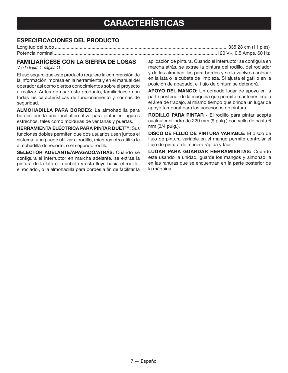 Características | Ryobi FPR2000 User Manual | Page 25 / 32