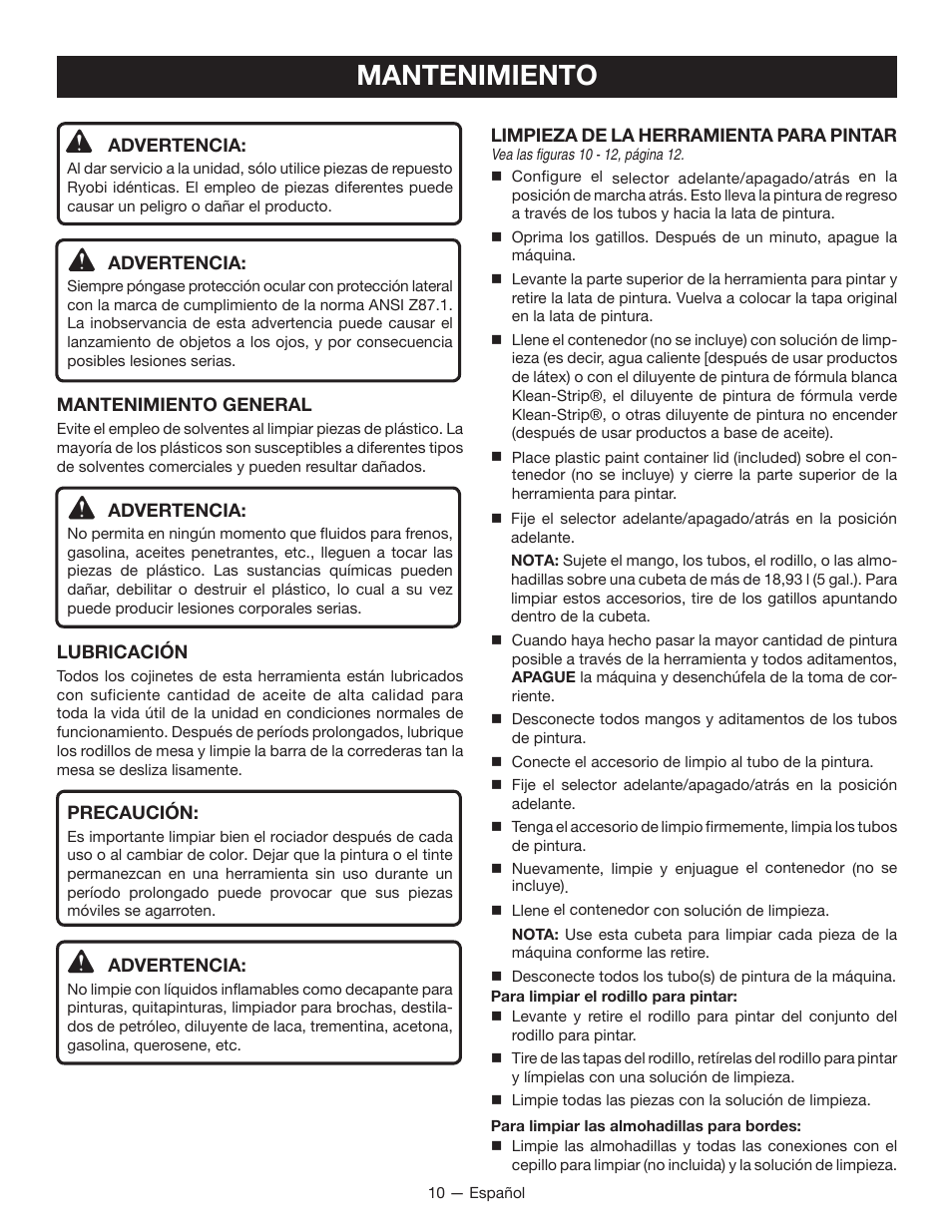 Mantenimiento | Ryobi FPR2000 User Manual | Page 28 / 32