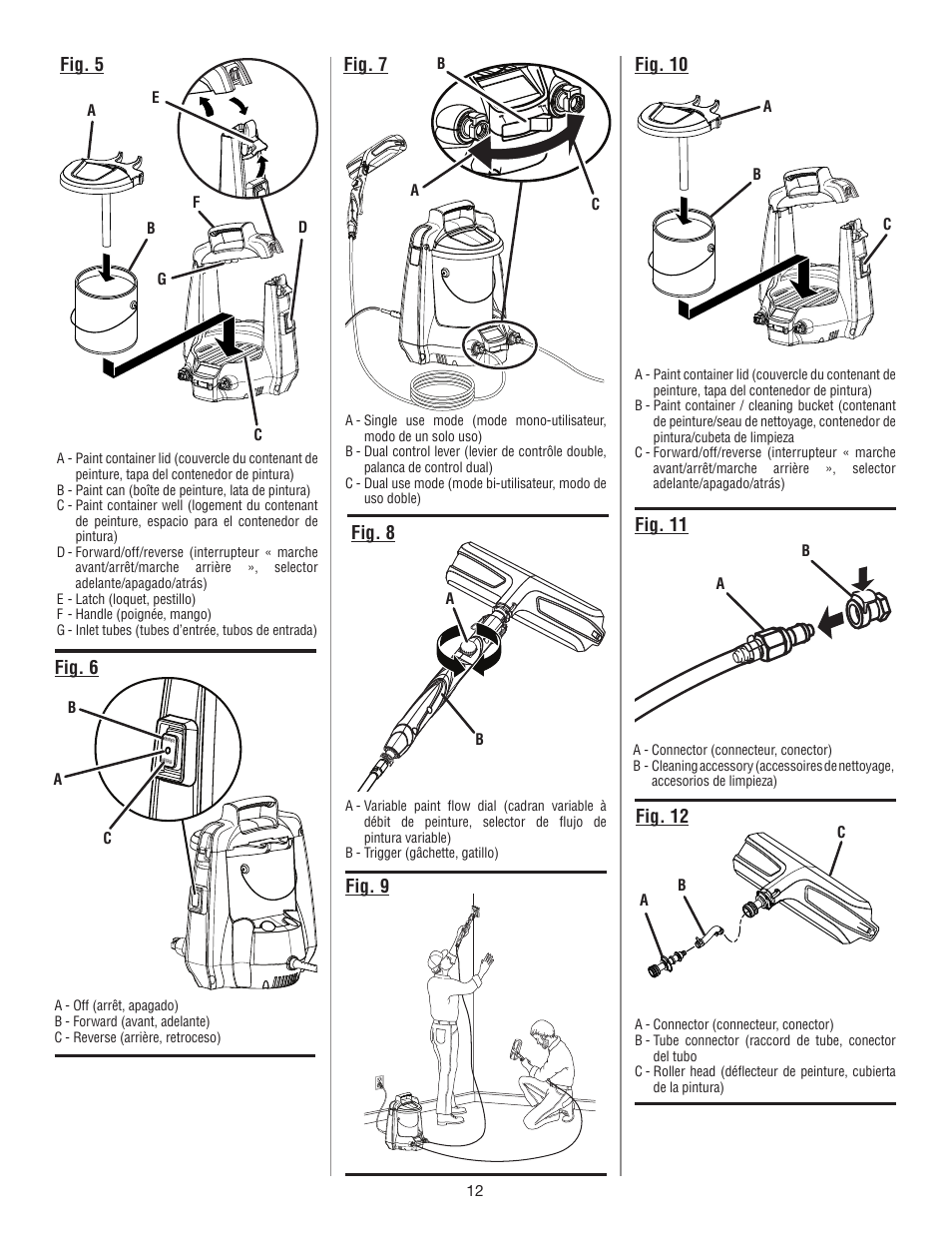 Fig. 6, Fig. 10 fig. 8, Fig. 9 fig. 12 | Fig. 7, Fig. 11, Fig. 5 | Ryobi FPR2000 User Manual | Page 30 / 32