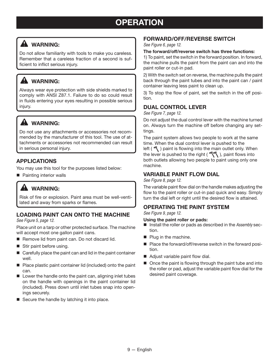 Operation | Ryobi FPR2000 User Manual | Page 9 / 32