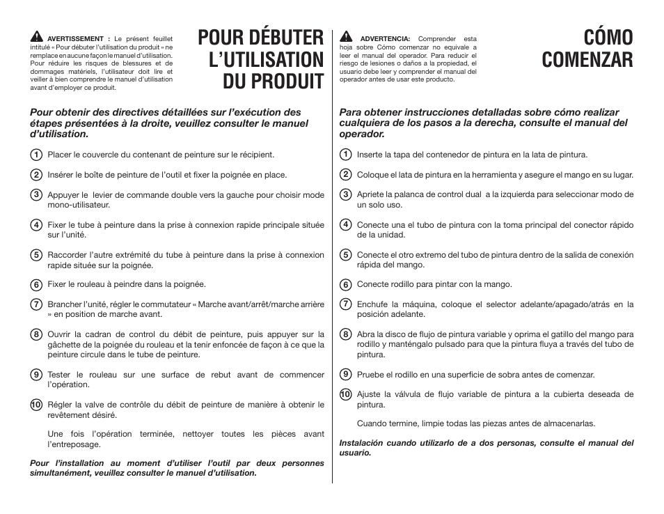 Pour débuter l’utilisation du produit, Cómo comenzar | Ryobi FPR2000 User Manual | Page 2 / 2