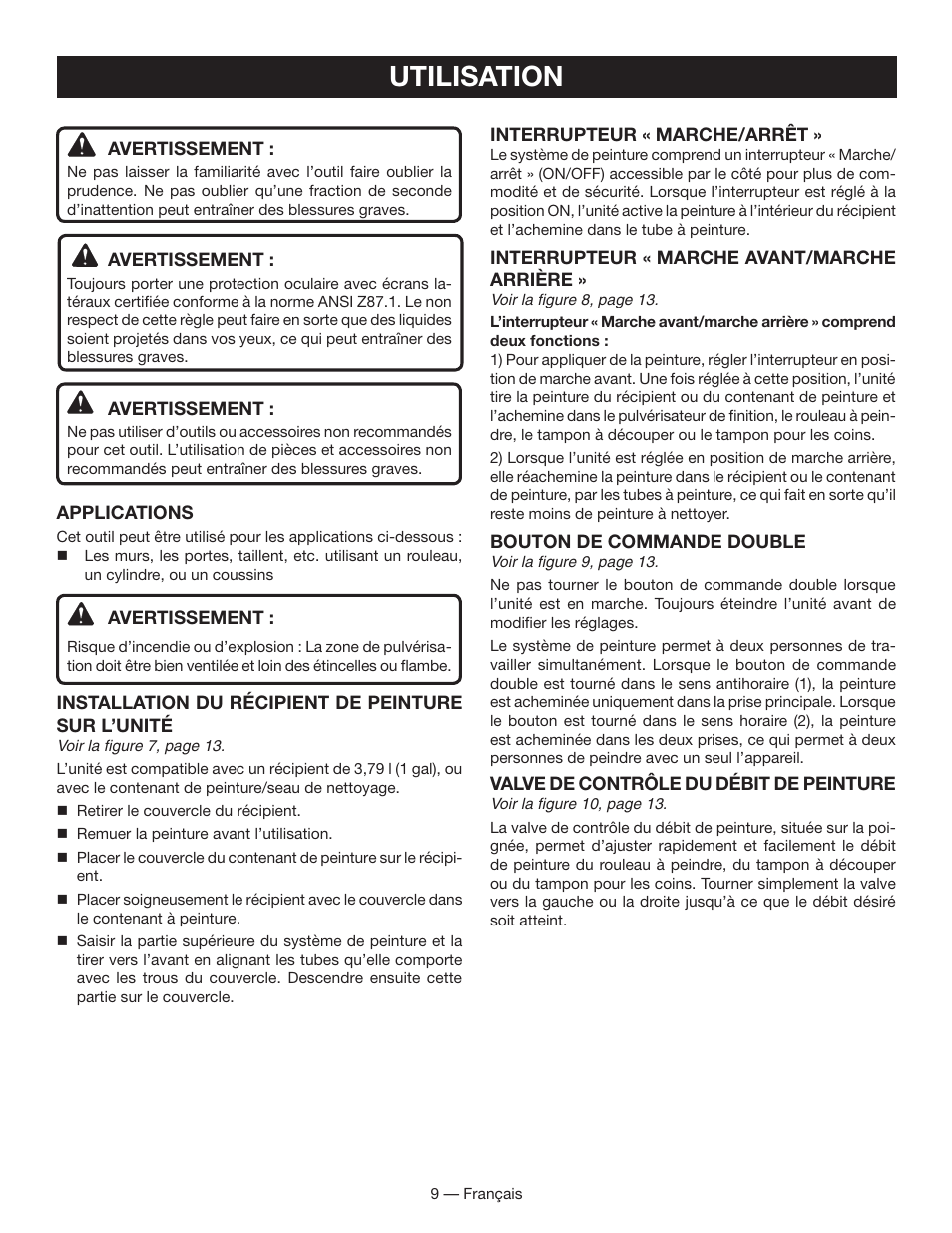 Utilisation | Ryobi FPR3000 User Manual | Page 19 / 36